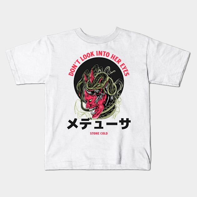 Japanese Demon Medusa Kids T-Shirt by Tip Top Tee's